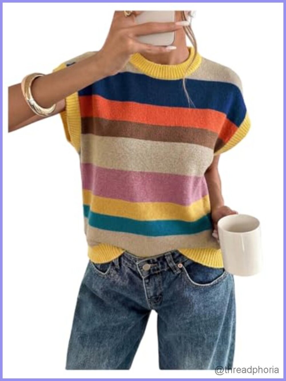 Floral Short Sleeve Knit Sweater Lightweight Viscose Crew Neck